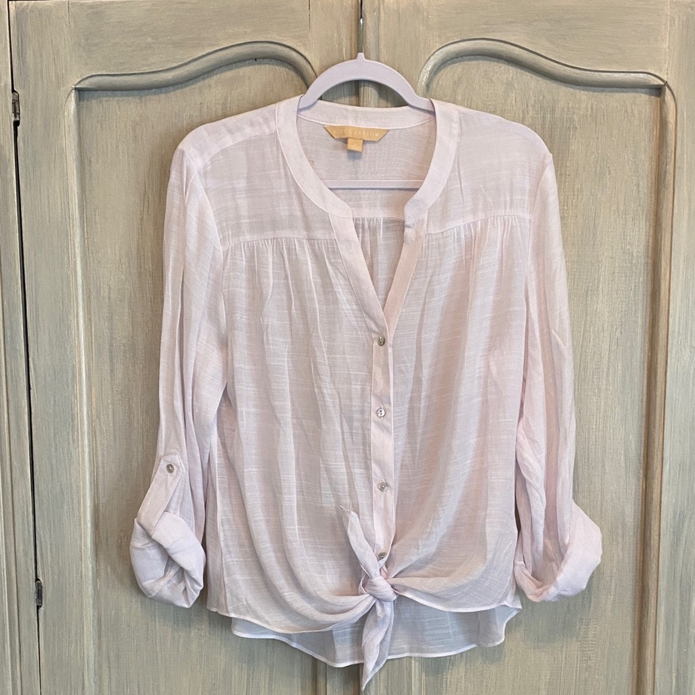 Light Blush Tie-Front Women's Blouse